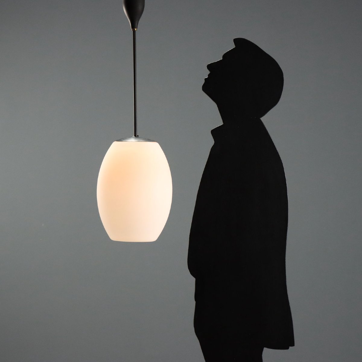 Lampada a Sospensione in Vetro Opalino Anni '60-photo-2