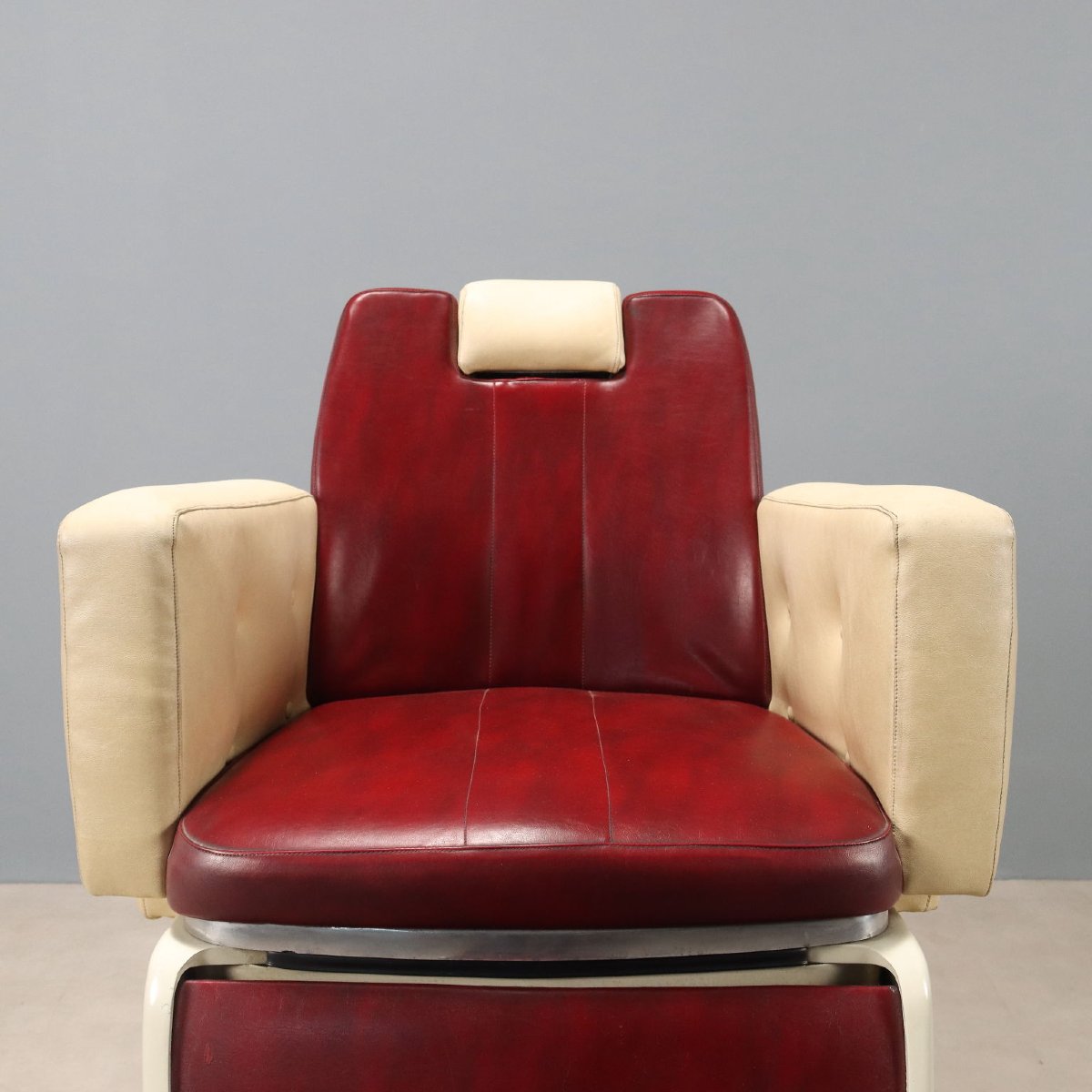 Poltrona da Barbiere Vintage Metallo Smaltato Similpelle Anni 60-photo-2