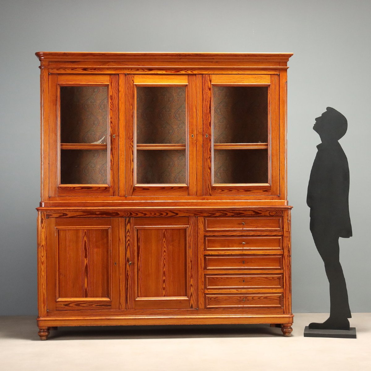 Credenza Doppio Corpo Antica Larice Italia Fine XIX Secolo-photo-3