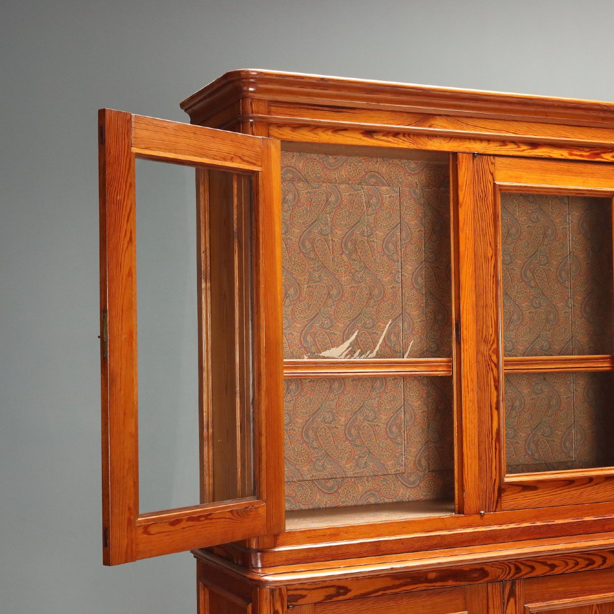 Credenza Doppio Corpo Antica Larice Italia Fine XIX Secolo-photo-4