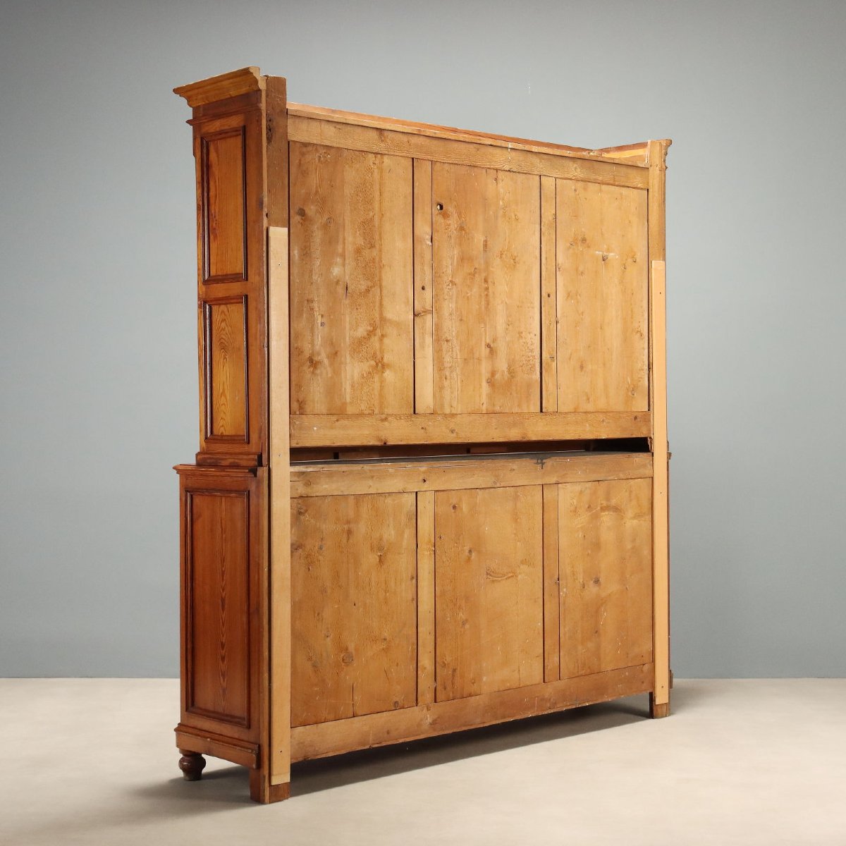 Credenza Doppio Corpo Antica Larice Italia Fine XIX Secolo-photo-8