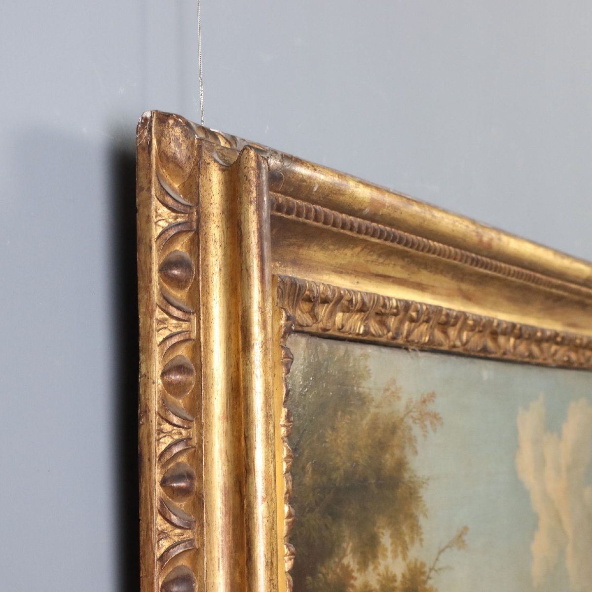 Dipinto Antico Scuola Veneta Olio su Tela Paesaggio XVIII Secolo-photo-7