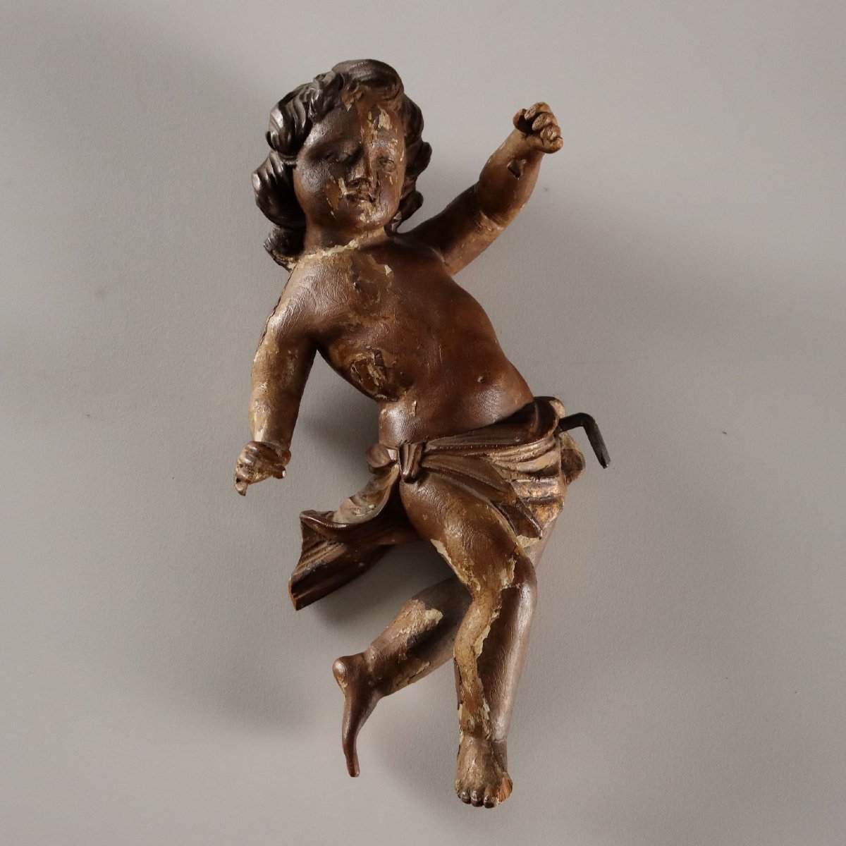 Putti Antichi Legno Intagliato Laccato Dorato Italia XVIII Secolo-photo-3