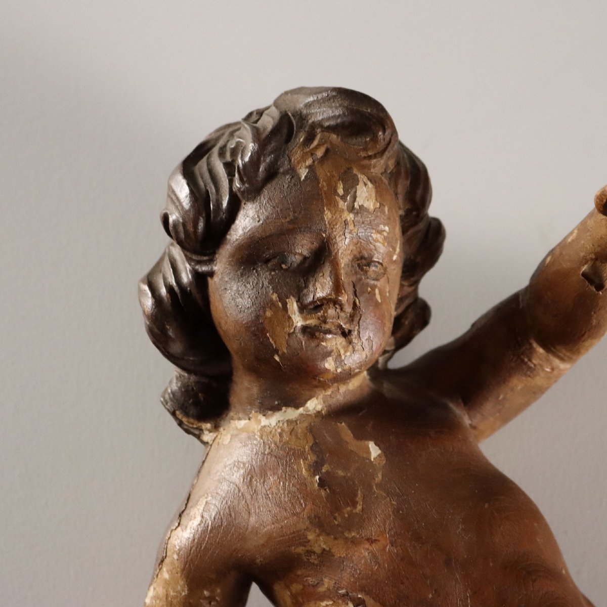 Putti Antichi Legno Intagliato Laccato Dorato Italia XVIII Secolo-photo-4