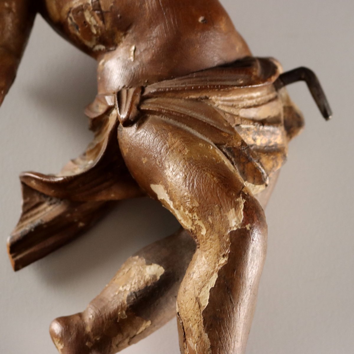 Putti Antichi Legno Intagliato Laccato Dorato Italia XVIII Secolo-photo-2