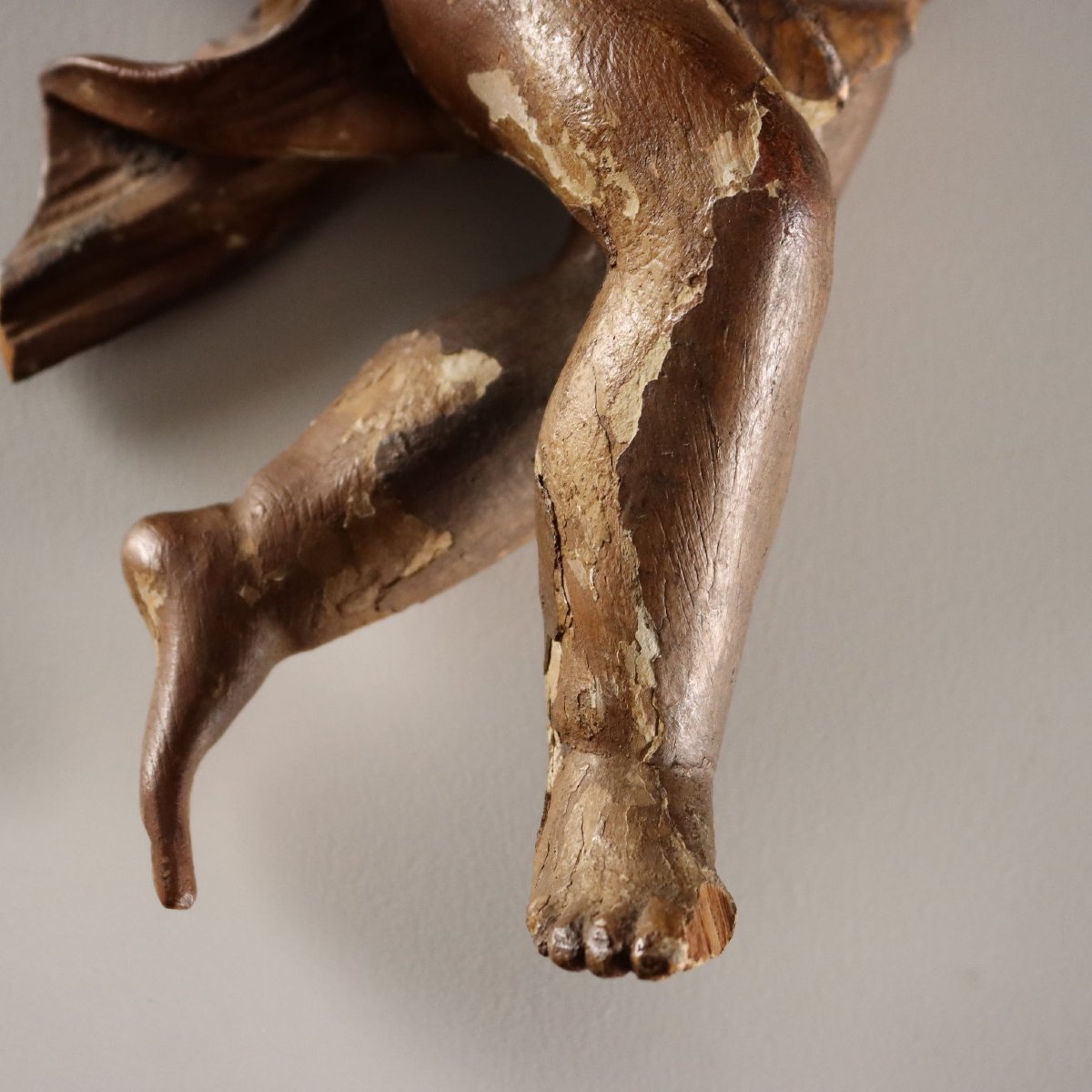 Putti Antichi Legno Intagliato Laccato Dorato Italia XVIII Secolo-photo-3