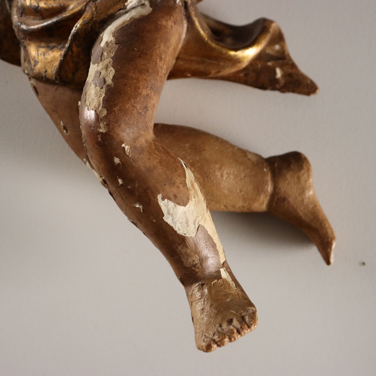 Putti Antichi Legno Intagliato Laccato Dorato Italia XVIII Secolo-photo-7