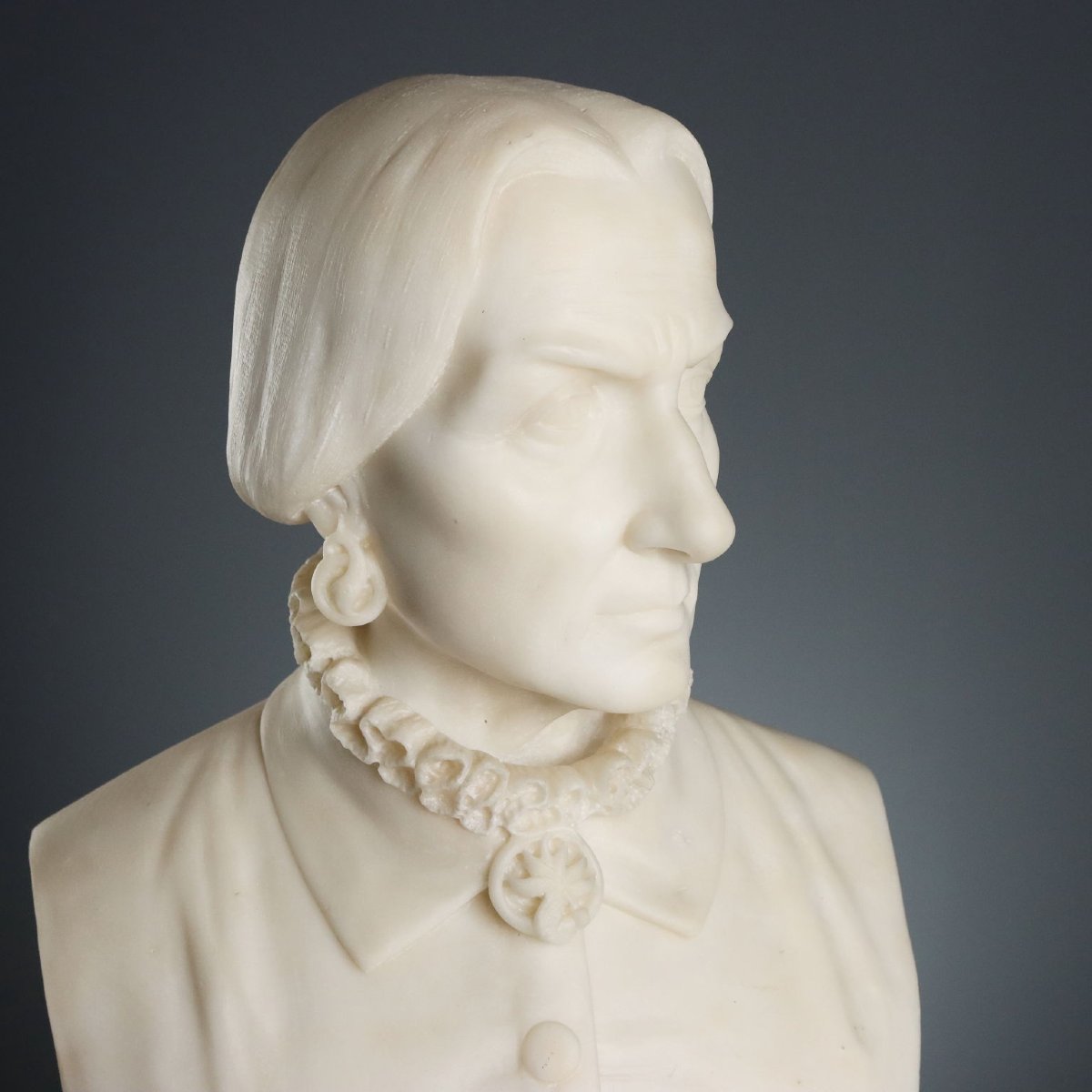 Busto di Nobile Signora Antico Marmo Bianco Italia Metà XIX Secolo-photo-3