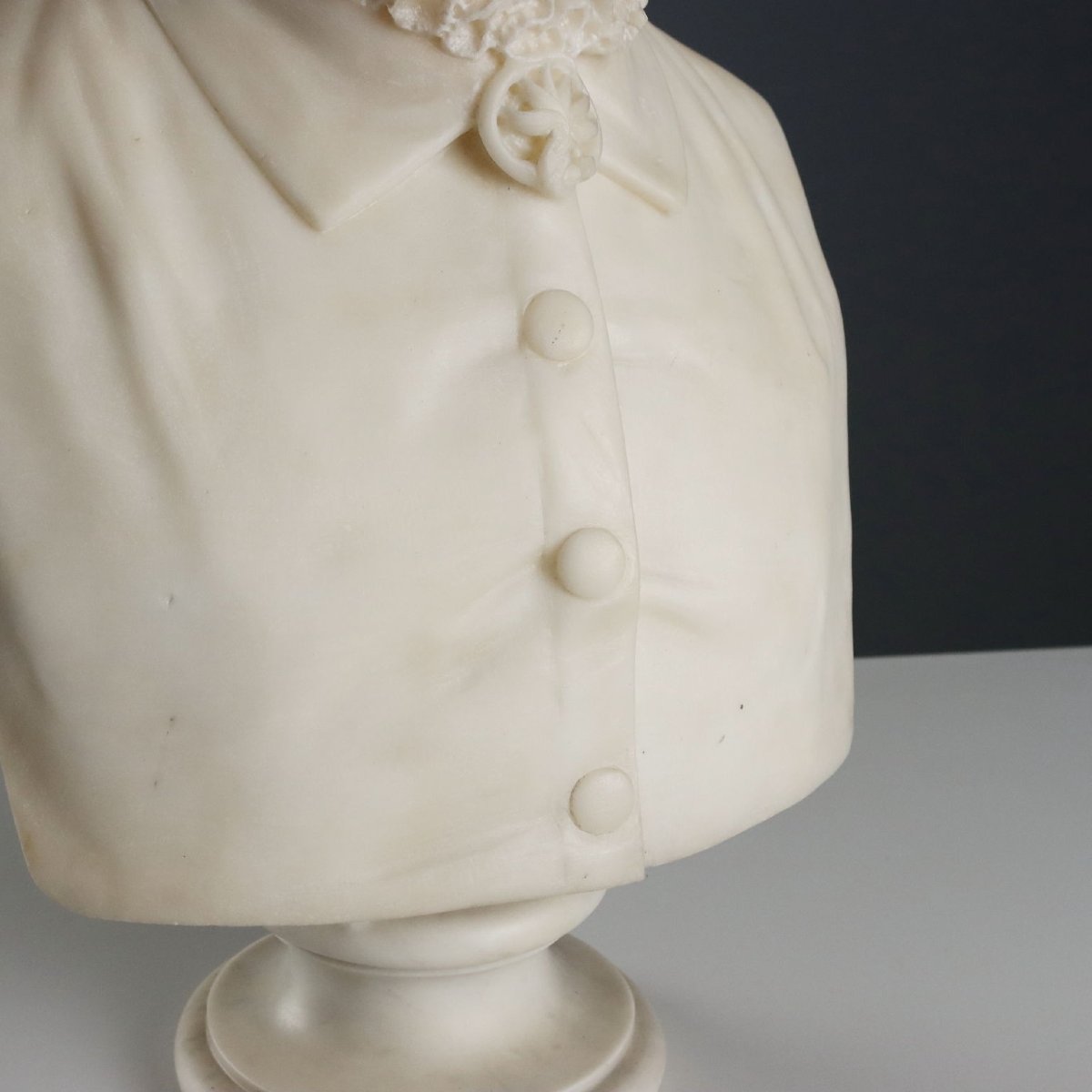 Busto di Nobile Signora Antico Marmo Bianco Italia Metà XIX Secolo-photo-1