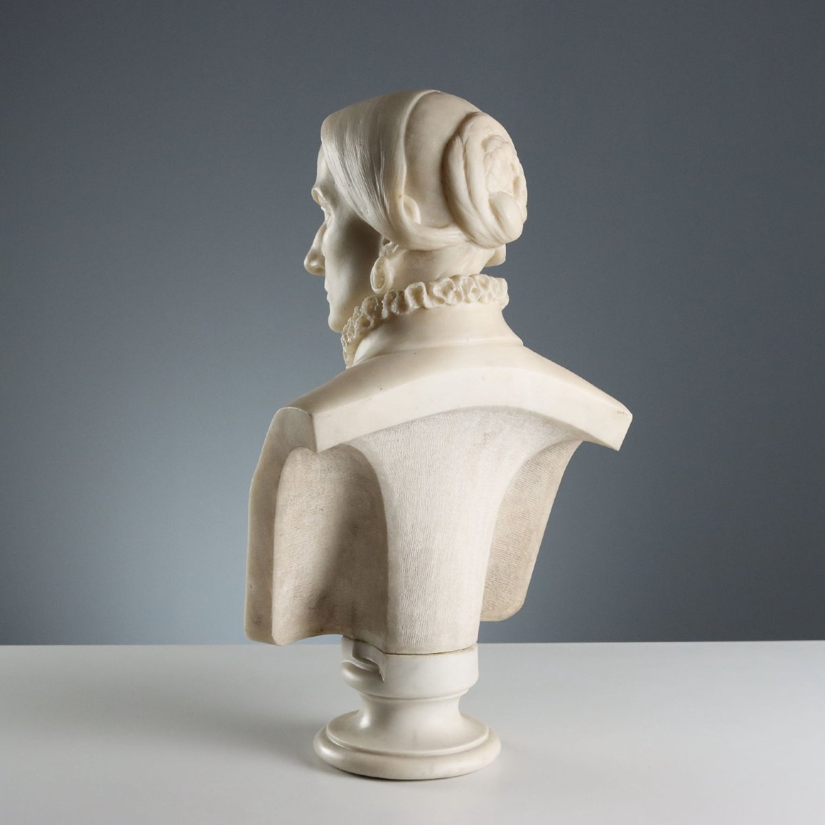 Busto di Nobile Signora Antico Marmo Bianco Italia Metà XIX Secolo-photo-5