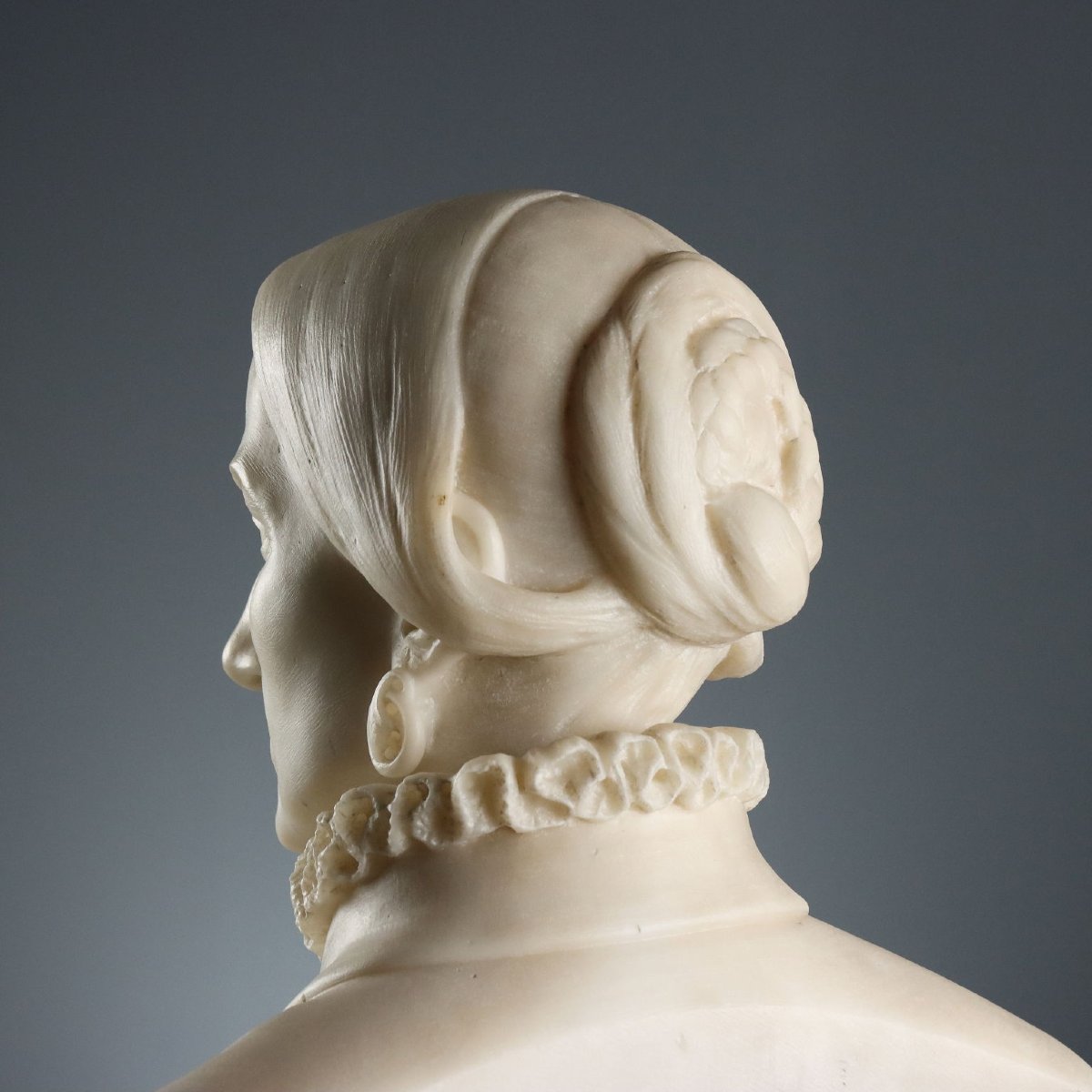 Busto di Nobile Signora Antico Marmo Bianco Italia Metà XIX Secolo-photo-6