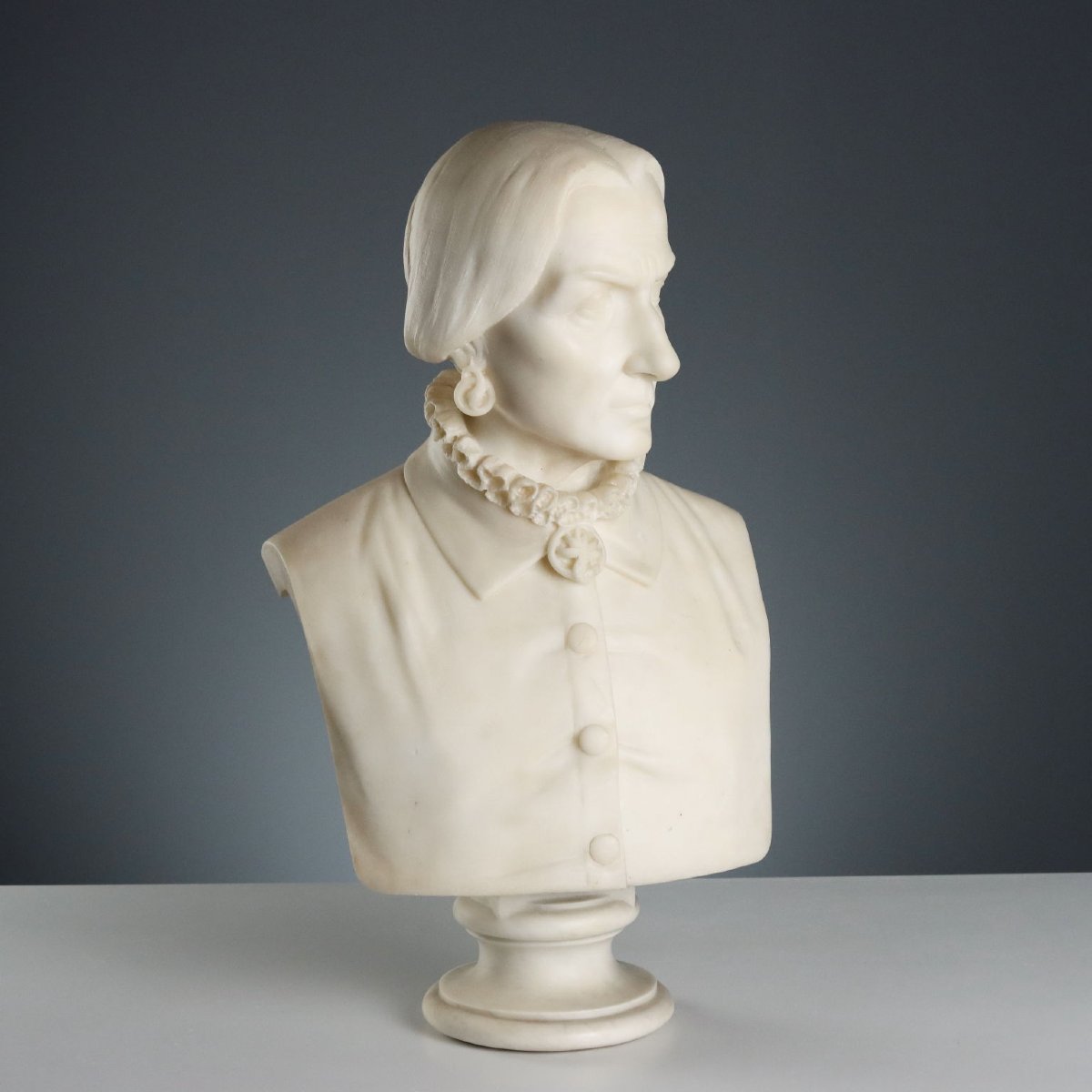 Busto di Nobile Signora Antico Marmo Bianco Italia Metà XIX Secolo