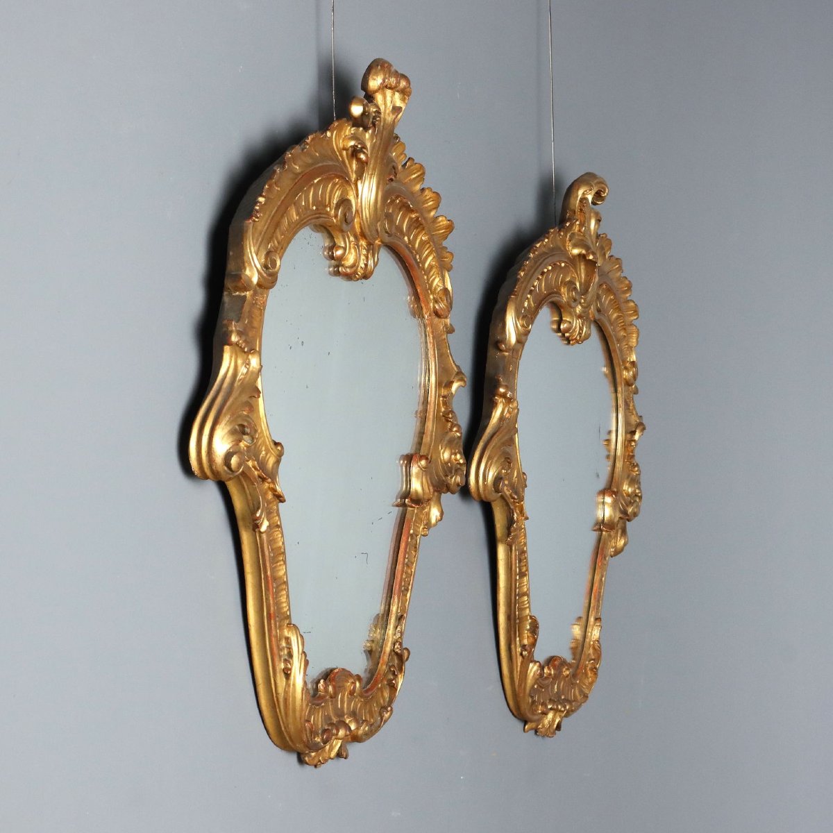 Specchiere Antiche Stile Barocchetto Legno Intagliato XIX Secolo-photo-4