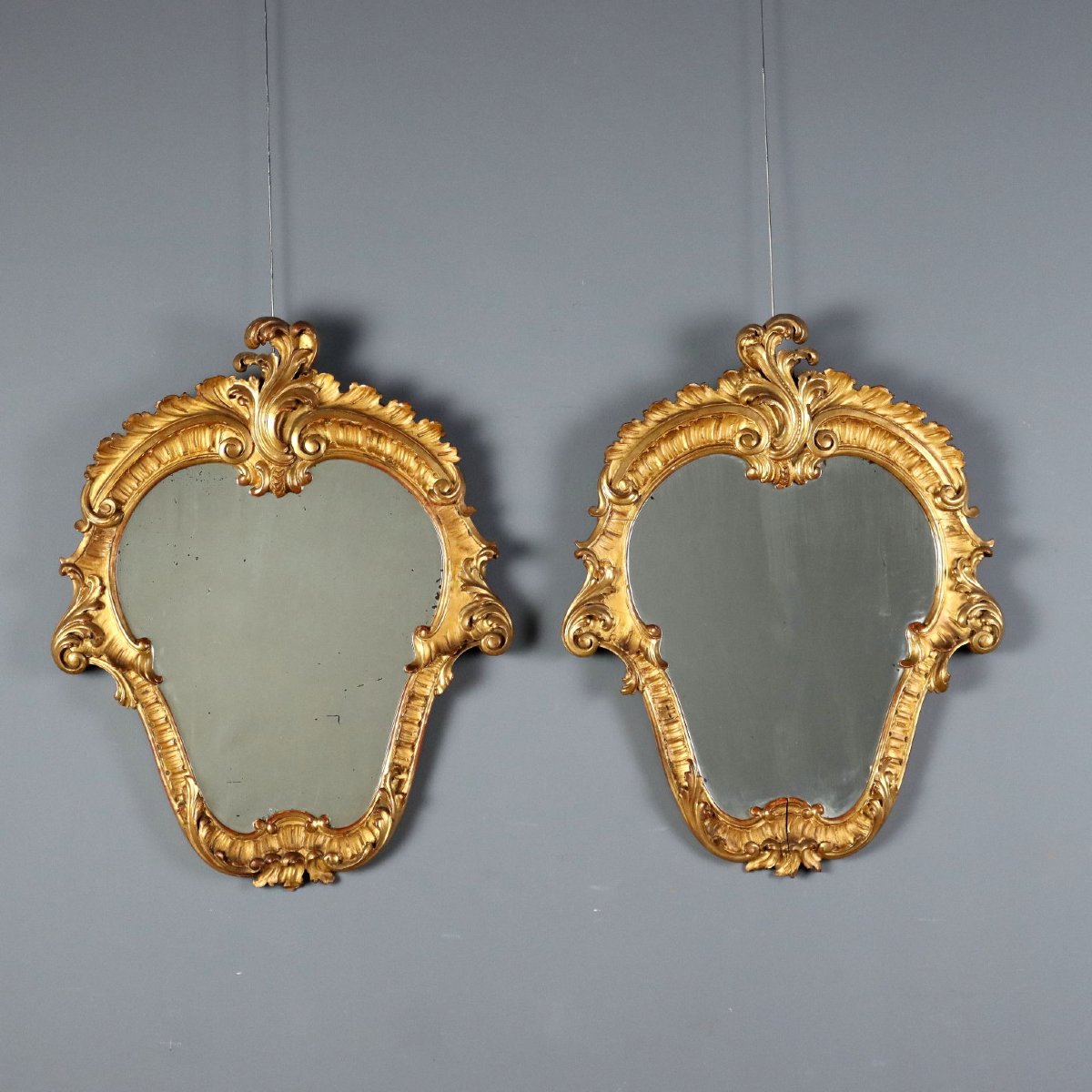Specchiere Antiche Stile Barocchetto Legno Intagliato XIX Secolo