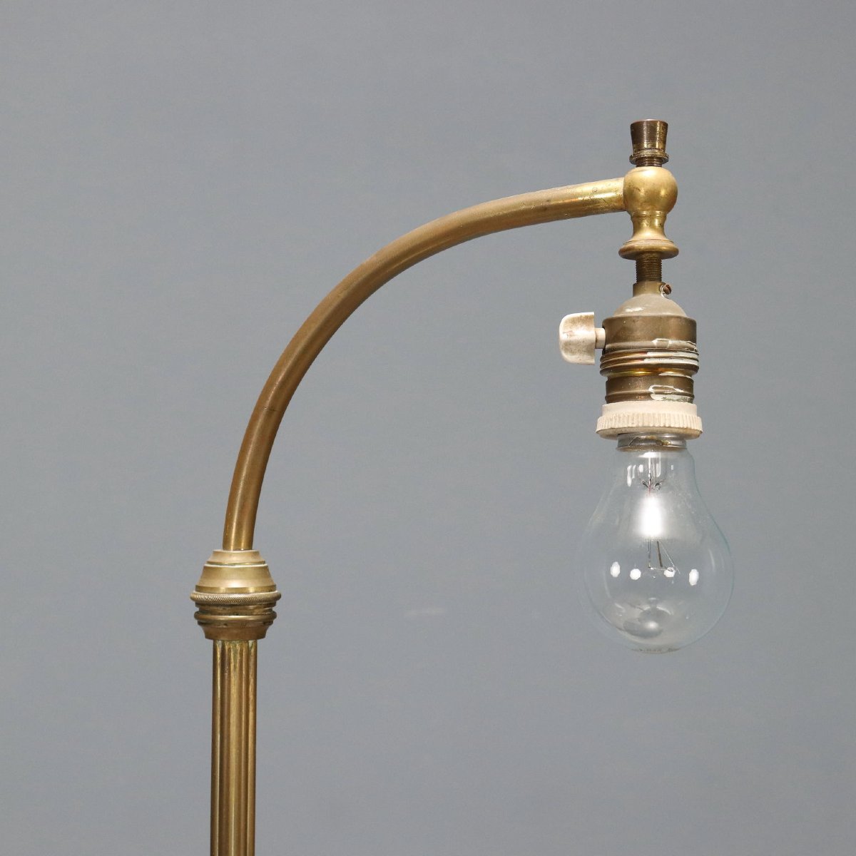 Lampada da Terra Antica con Tavolino Bronzo Marmo Italia XX Secolo-photo-2