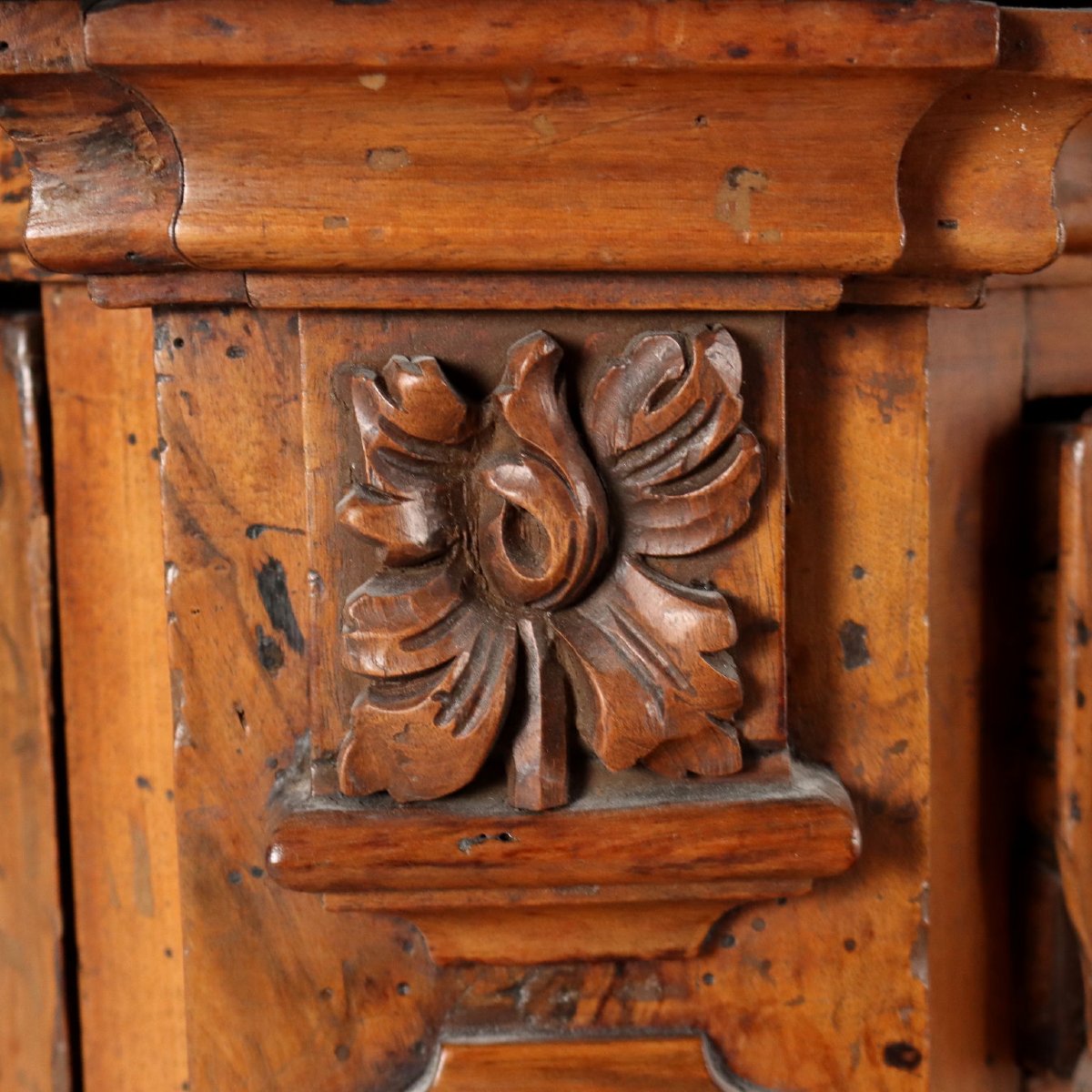 Credenza Barocca Antica Noce 5 Cassetti Italia XVII Secolo-photo-4