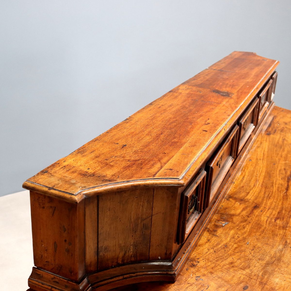 Credenza Barocca Antica Noce 5 Cassetti Italia XVII Secolo-photo-3