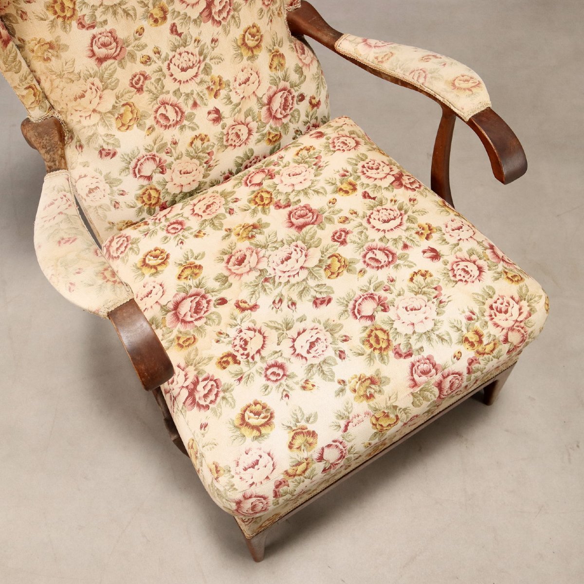 Poltrona Vintage 'Framar' Design F.lli Marelli Tessuto Floreale Italia Anni 50-photo-5