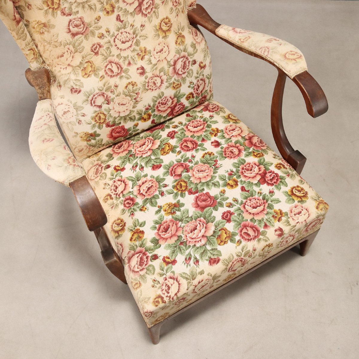 Poltrona Vintage 'Framar' Design F.lli Marelli Tessuto Floreale Italia Anni 50-photo-6
