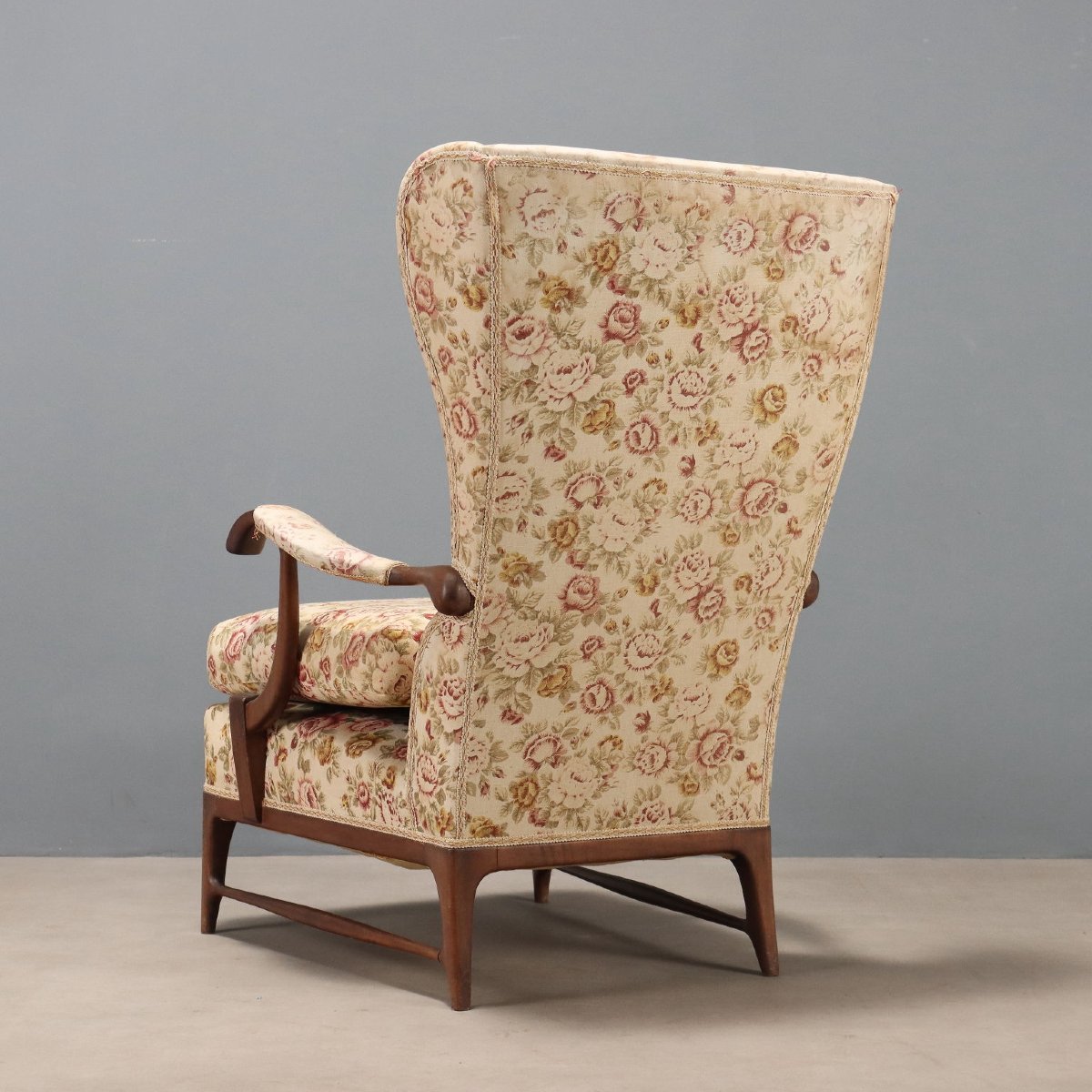 Poltrona Vintage 'Framar' Design F.lli Marelli Tessuto Floreale Italia Anni 50-photo-7