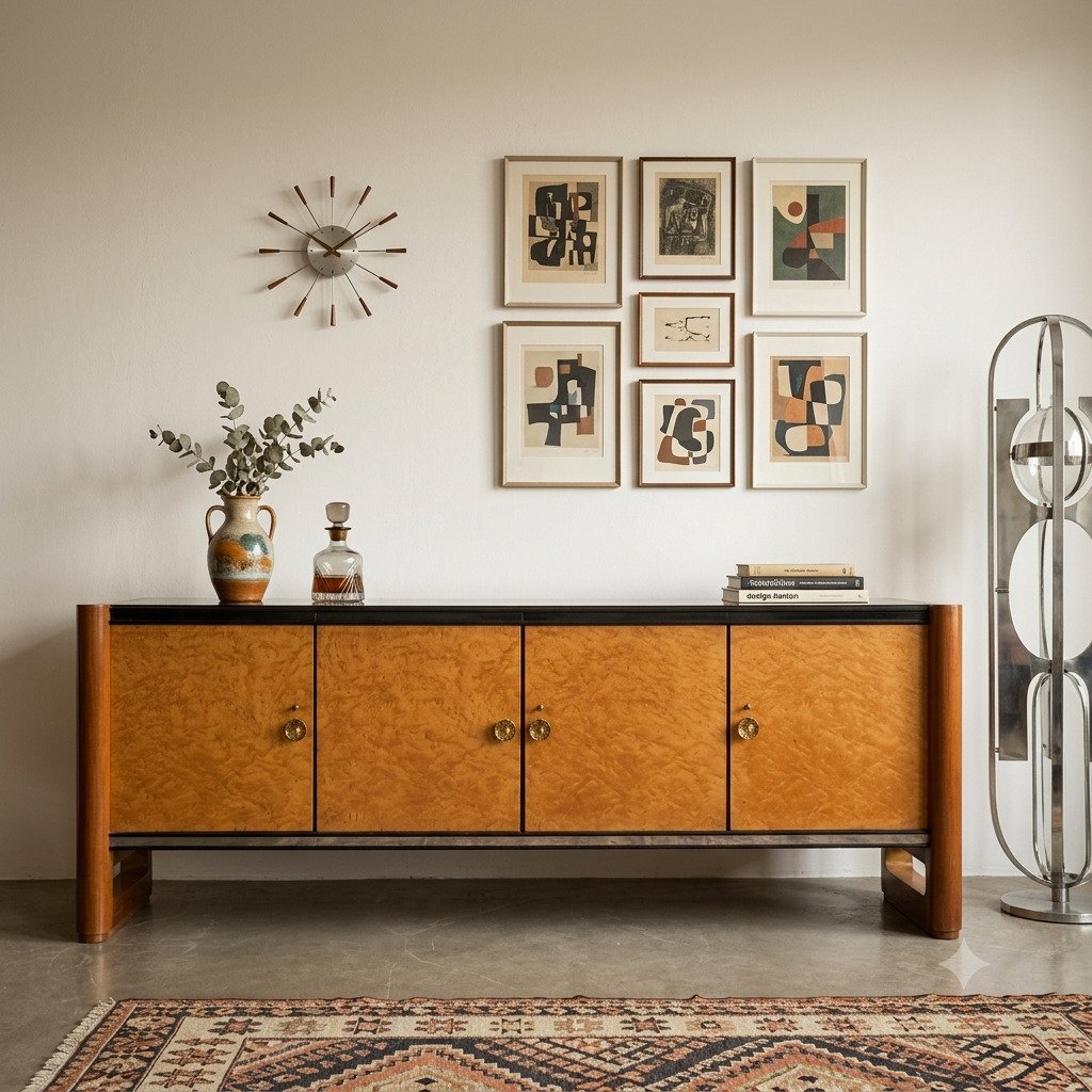 Buffet Vintage Palazzi dell'Arte Cantù Impiallacciato Noce Anni 40-photo-2
