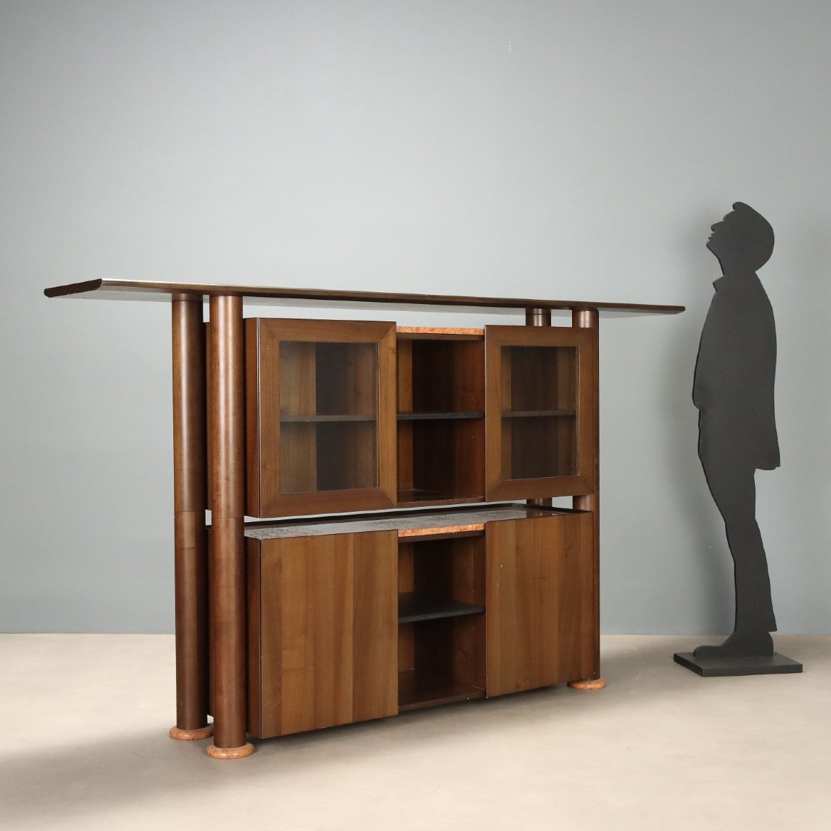 Credenza Vintage Anni '80 in Legno e Marmo-photo-2