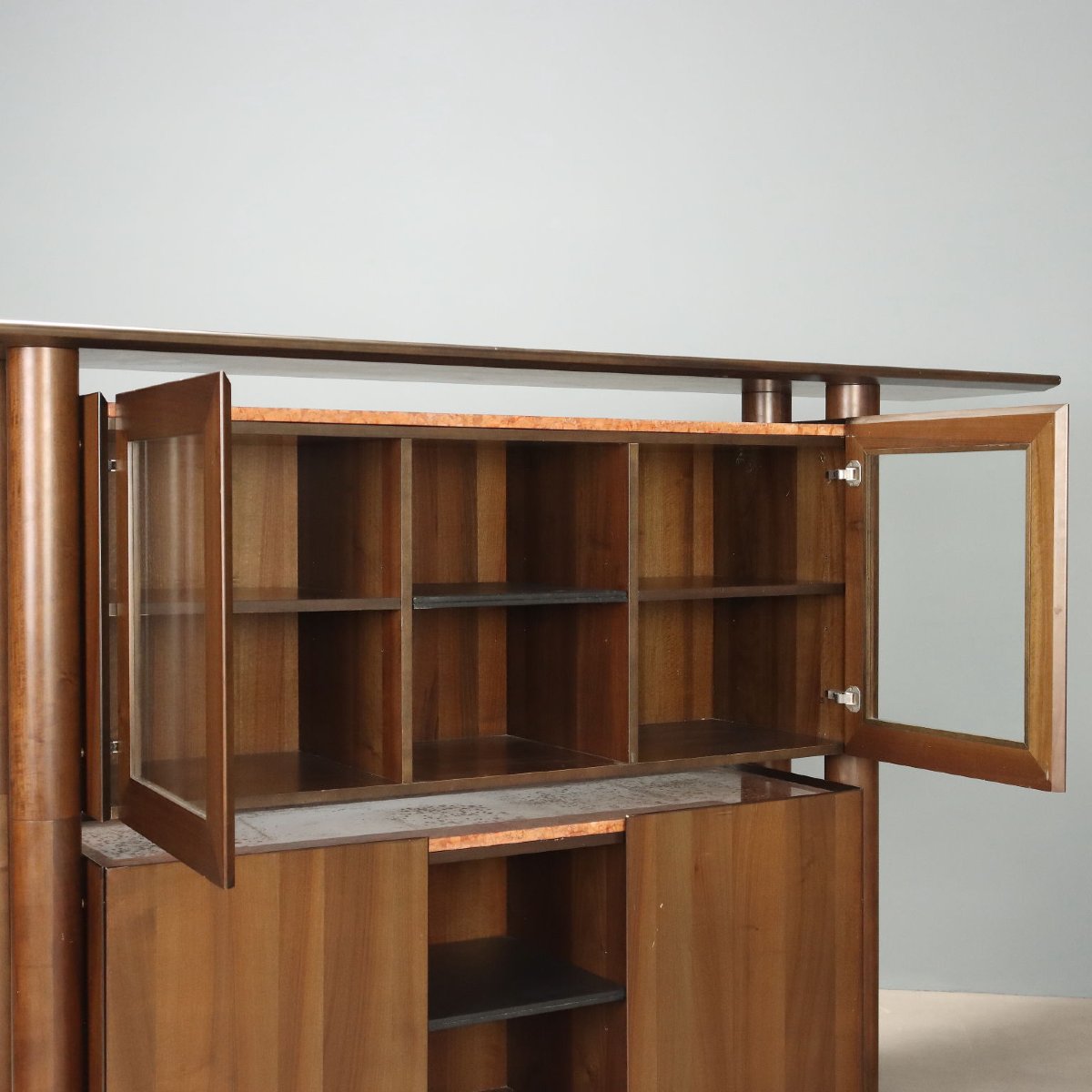Credenza Vintage Anni '80 in Legno e Marmo-photo-3