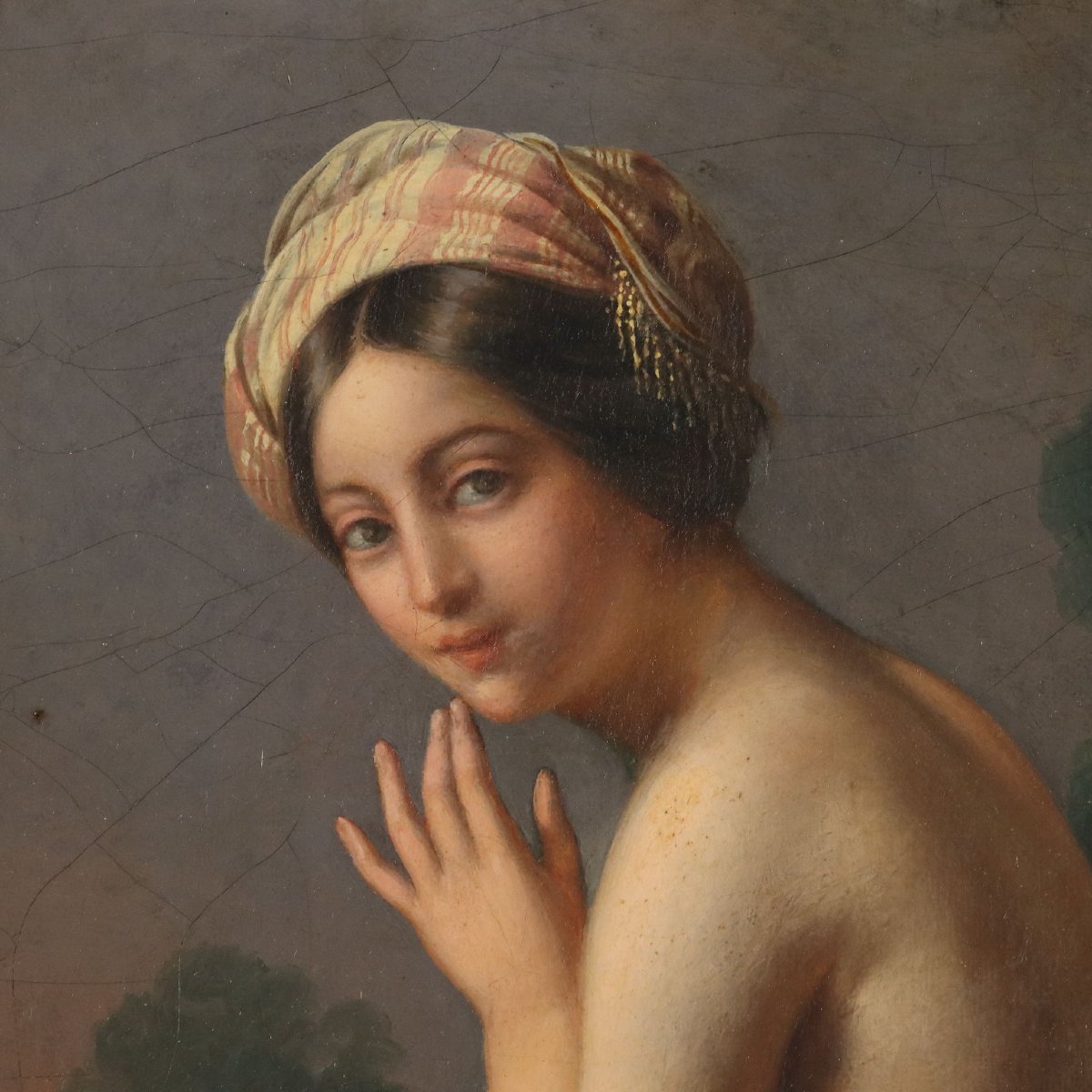 Dipinto di Guglielmo Berti "Susanna e i Vecchioni" Olio su Tela XIX Secolo-photo-4