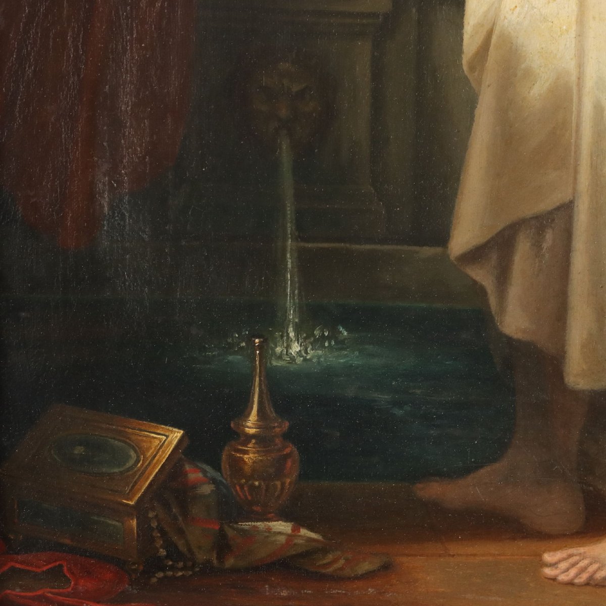 Dipinto di Guglielmo Berti "Susanna e i Vecchioni" Olio su Tela XIX Secolo-photo-4