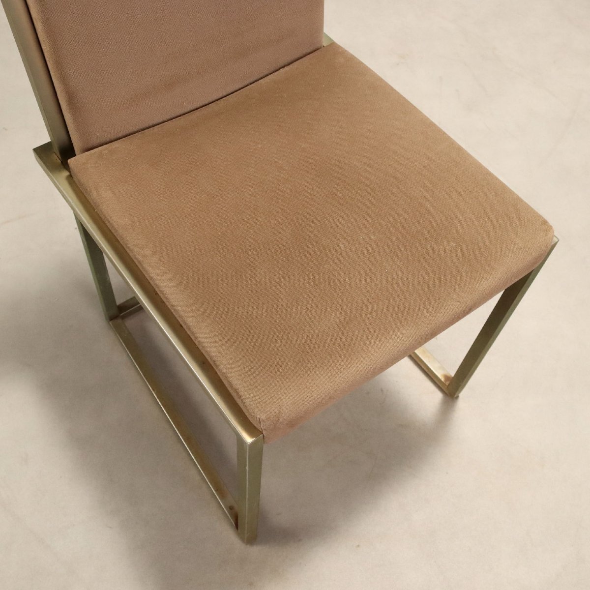 Sedie Vintage Metallo Ottonato Tessuto Design Anni '70-'80-photo-4