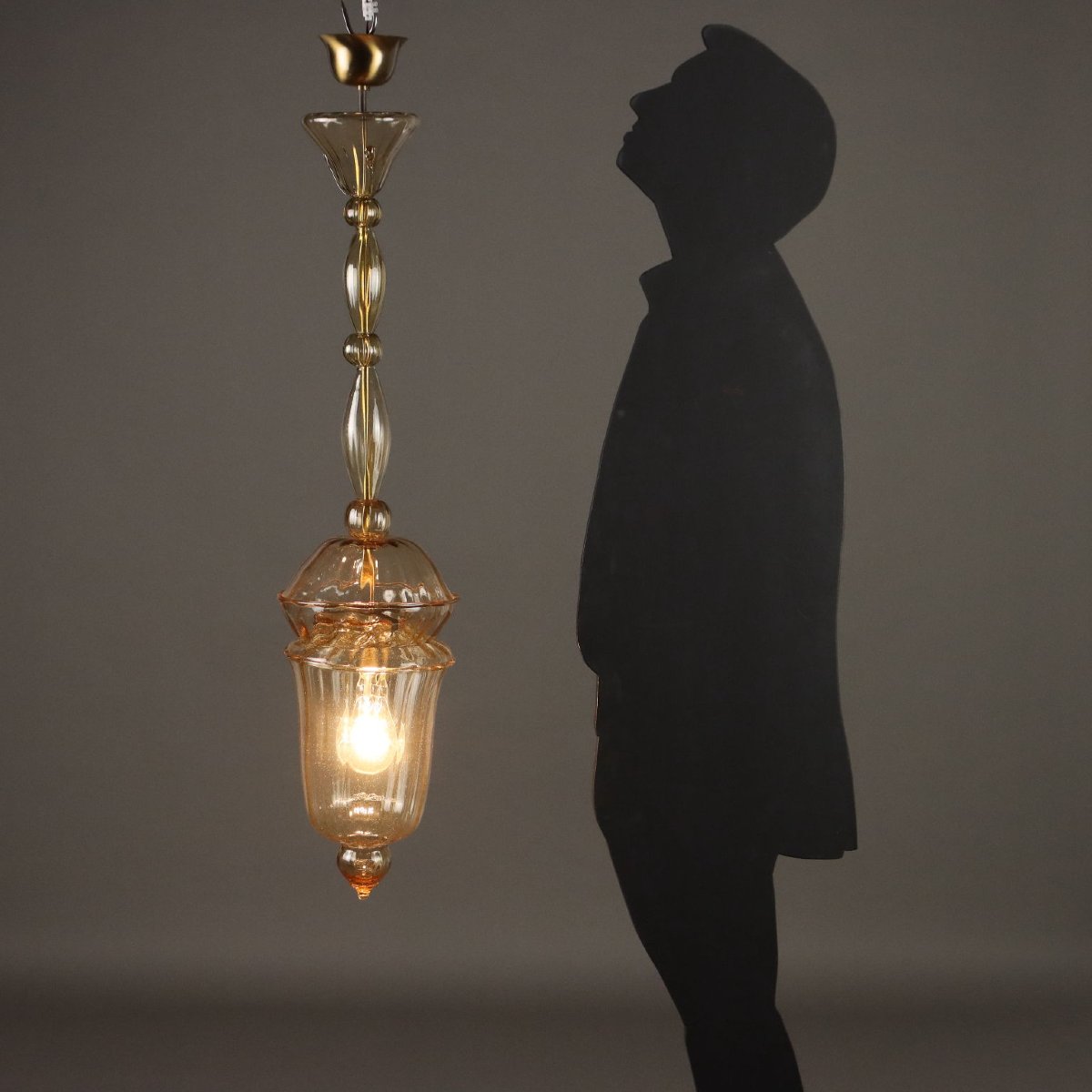Lampadario in Vetro Soffiato Veneziano Murano XX Secolo-photo-2