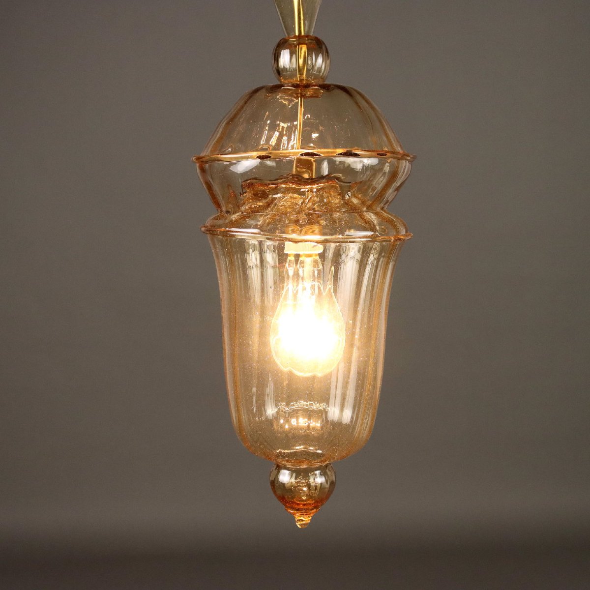 Lampadario in Vetro Soffiato Veneziano Murano XX Secolo-photo-1