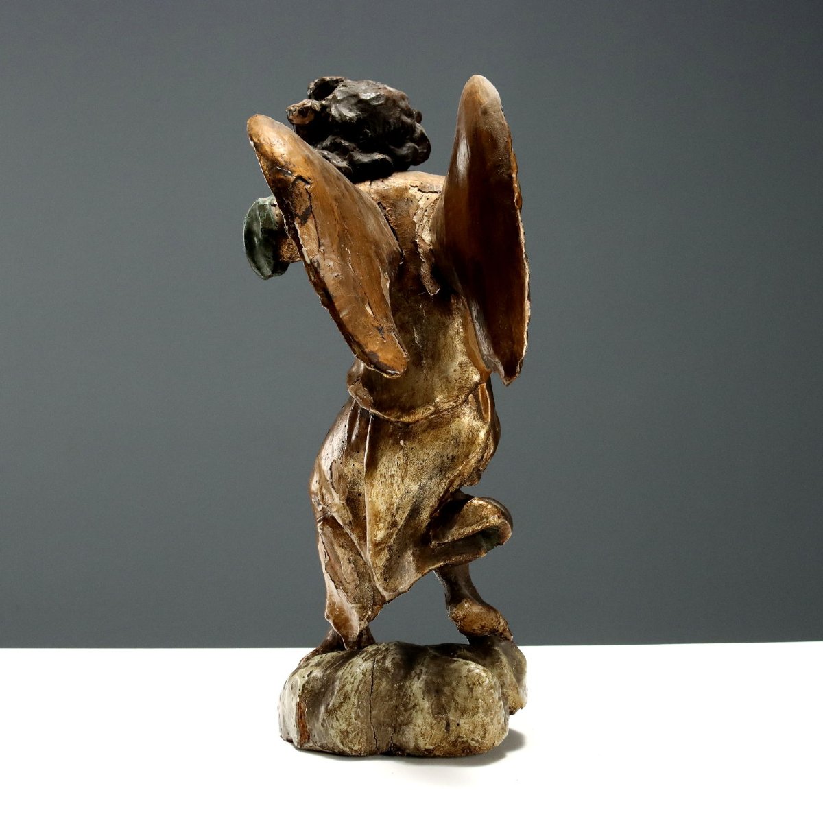 Angeli Antichi Legno Intagliato Laccato Dorato Italia XVIII Secolo Originali-photo-6