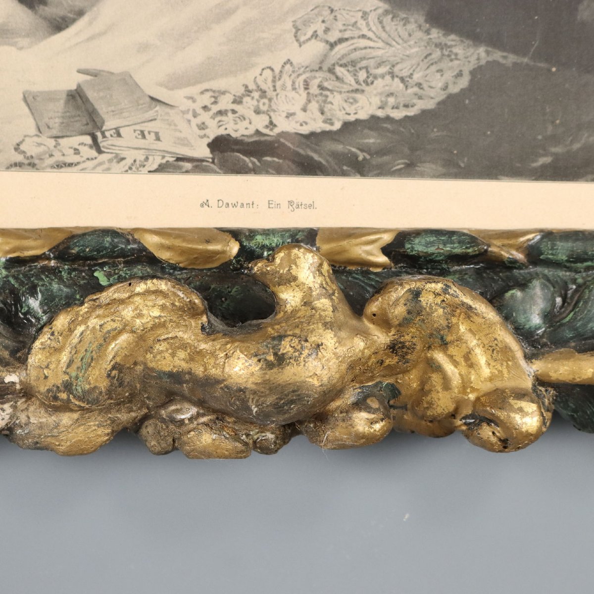Piccola Cornice Barocca Antica Legno Intagliato Dorato XVIII Secolo-photo-3