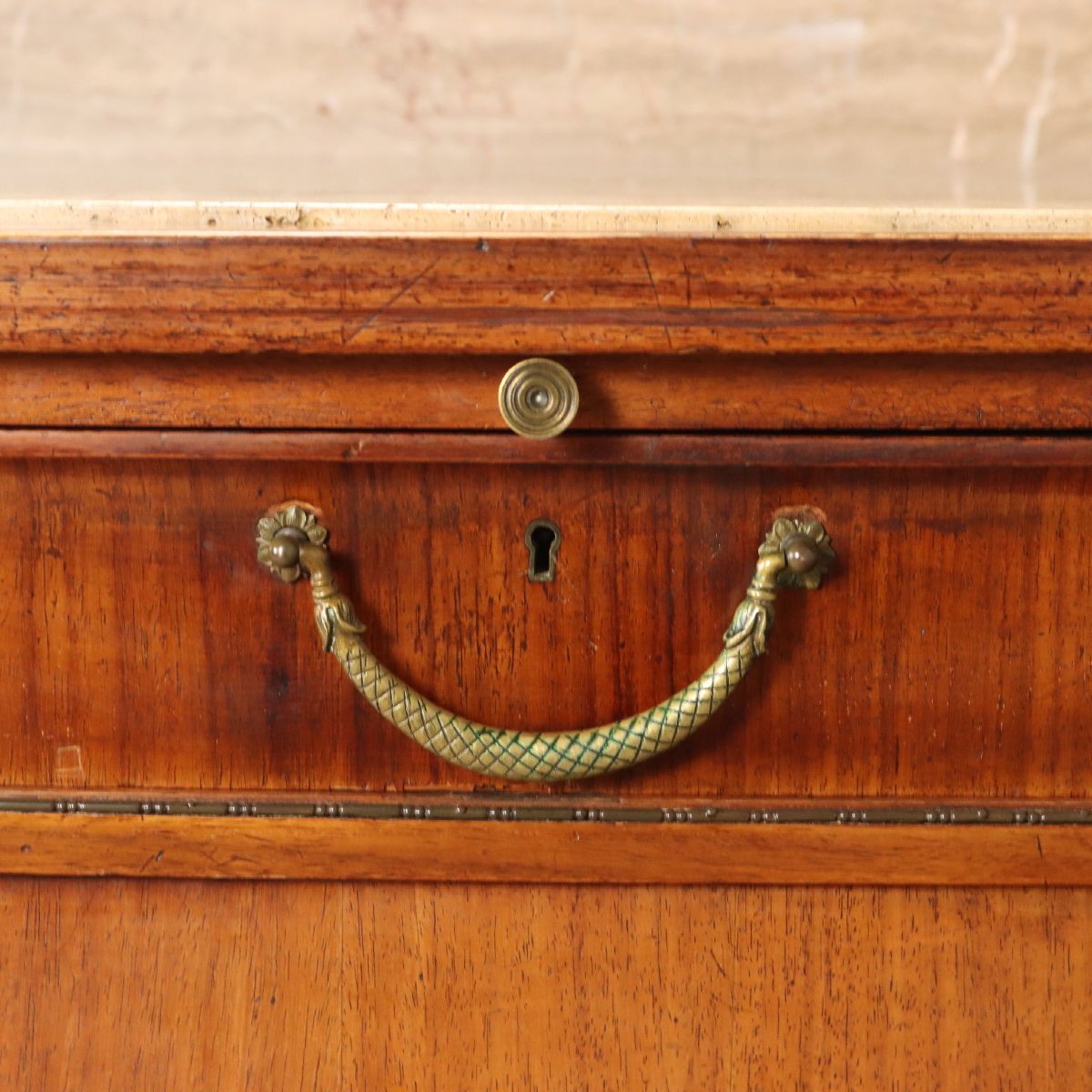 Credenza in Mogano con Marmo e Intarsi in Acero Italia Prima Metà XX Secolo-photo-3
