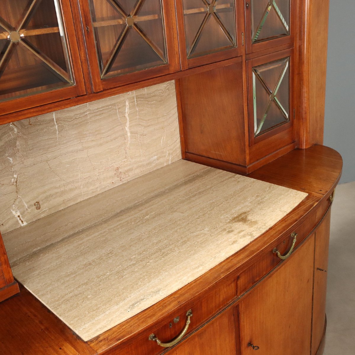 Credenza in Mogano con Marmo e Intarsi in Acero Italia Prima Metà XX Secolo-photo-4