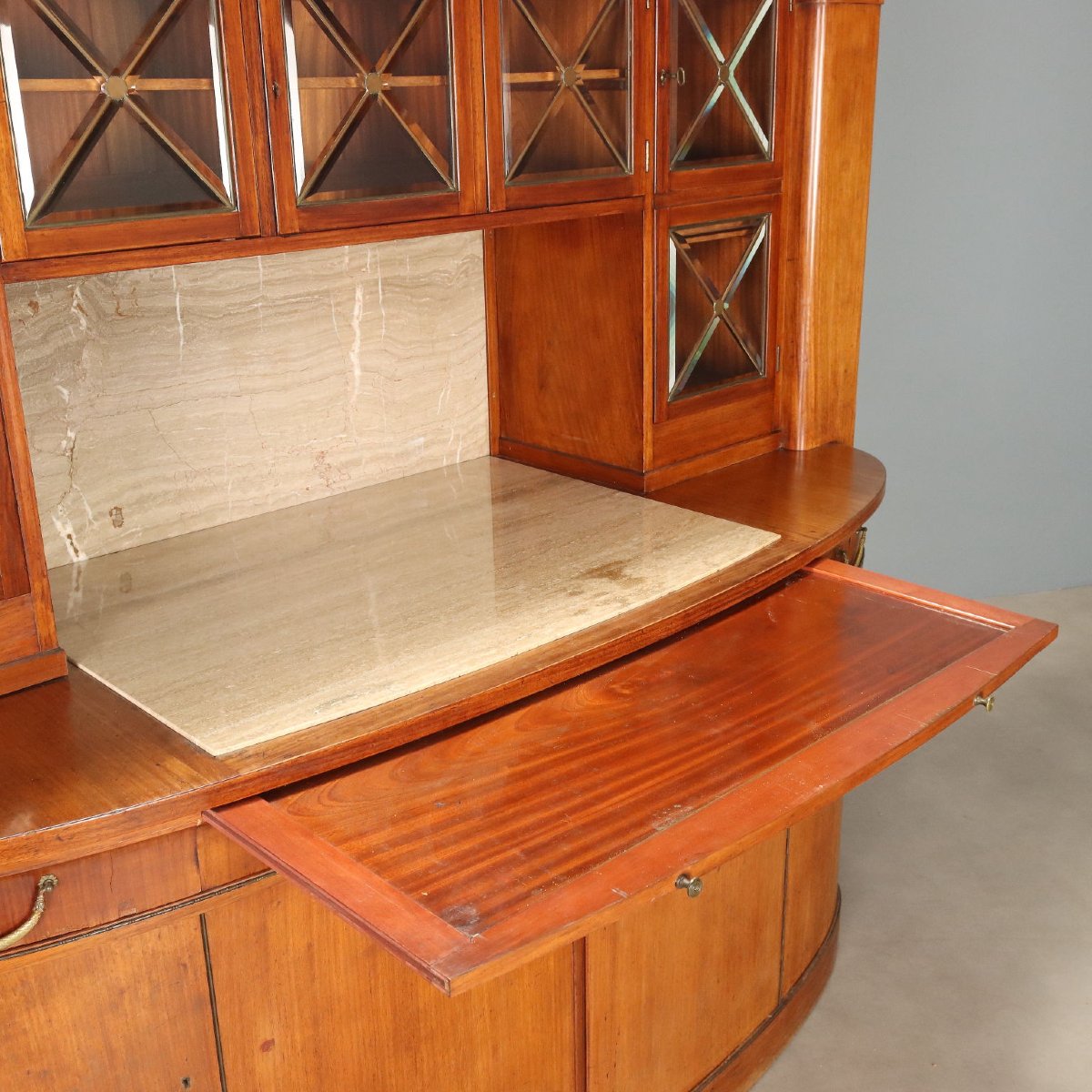 Credenza in Mogano con Marmo e Intarsi in Acero Italia Prima Metà XX Secolo-photo-5