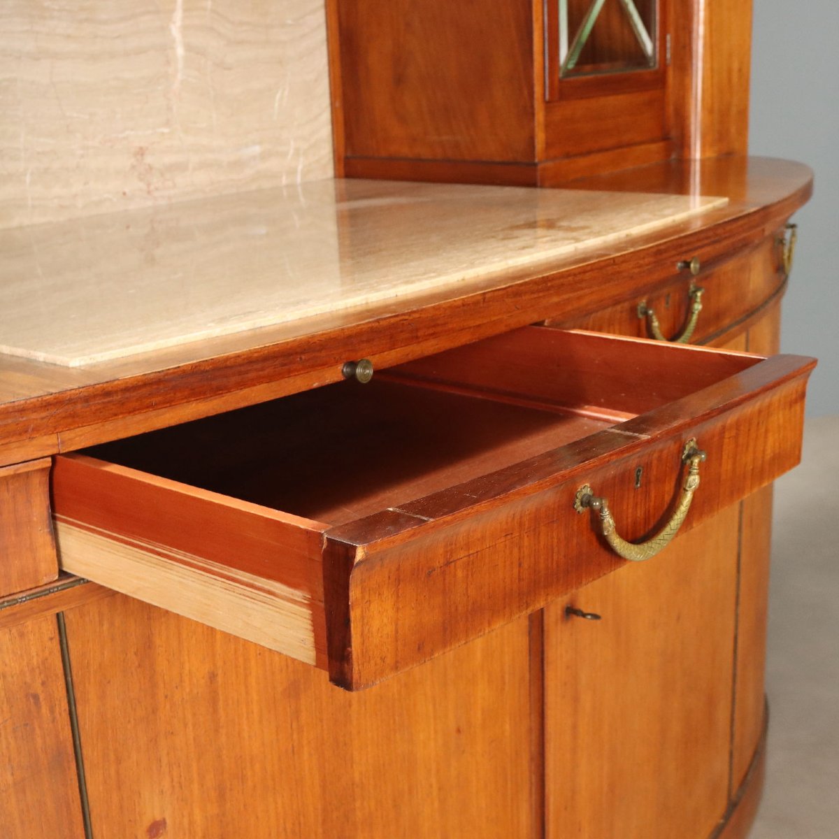 Credenza in Mogano con Marmo e Intarsi in Acero Italia Prima Metà XX Secolo-photo-8