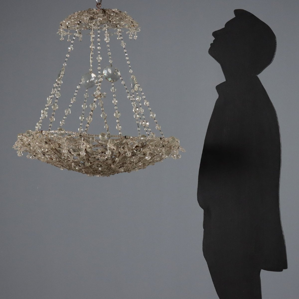 Lampadario in Vetro con Perlinature e Gocce Italia Fine XIX Secolo-photo-2