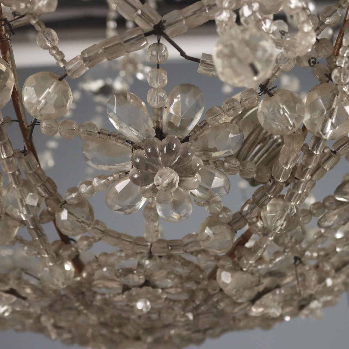 Lampadario in Vetro con Perlinature e Gocce Italia Fine XIX Secolo-photo-4