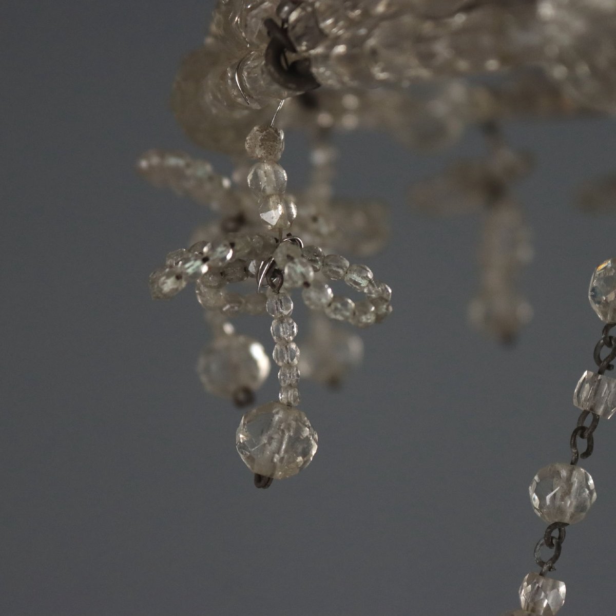 Lampadario in Vetro con Perlinature e Gocce Italia Fine XIX Secolo-photo-1