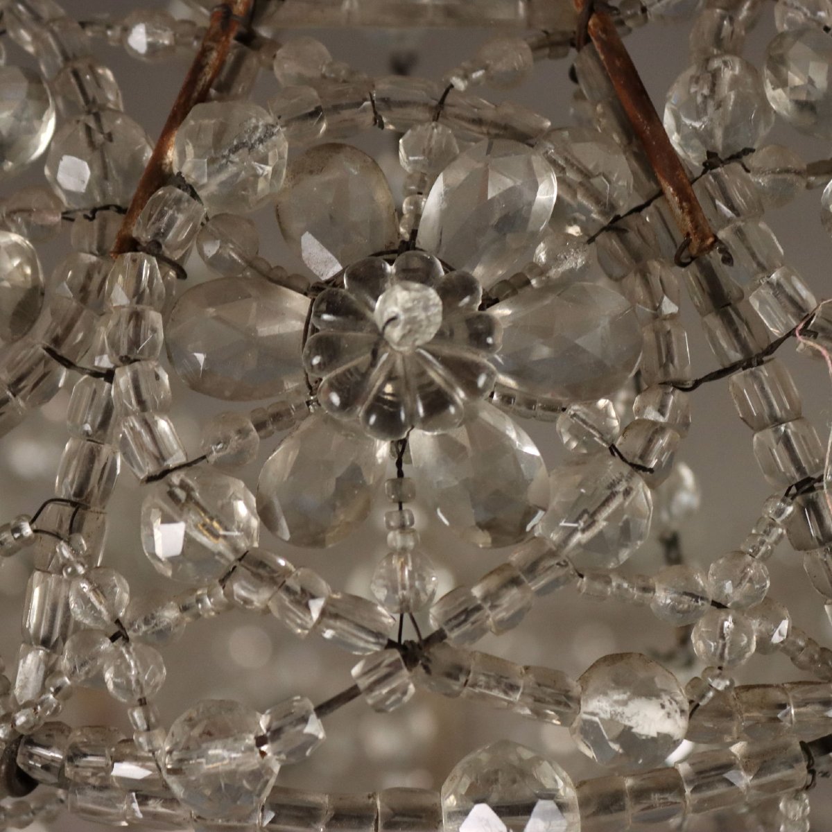 Lampadario in Vetro con Perlinature e Gocce Italia Fine XIX Secolo-photo-5