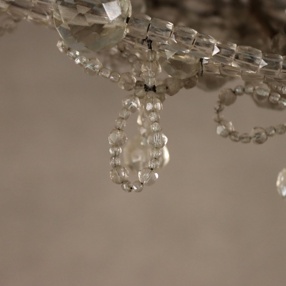 Lampadario in Vetro con Perlinature e Gocce Italia Fine XIX Secolo-photo-6
