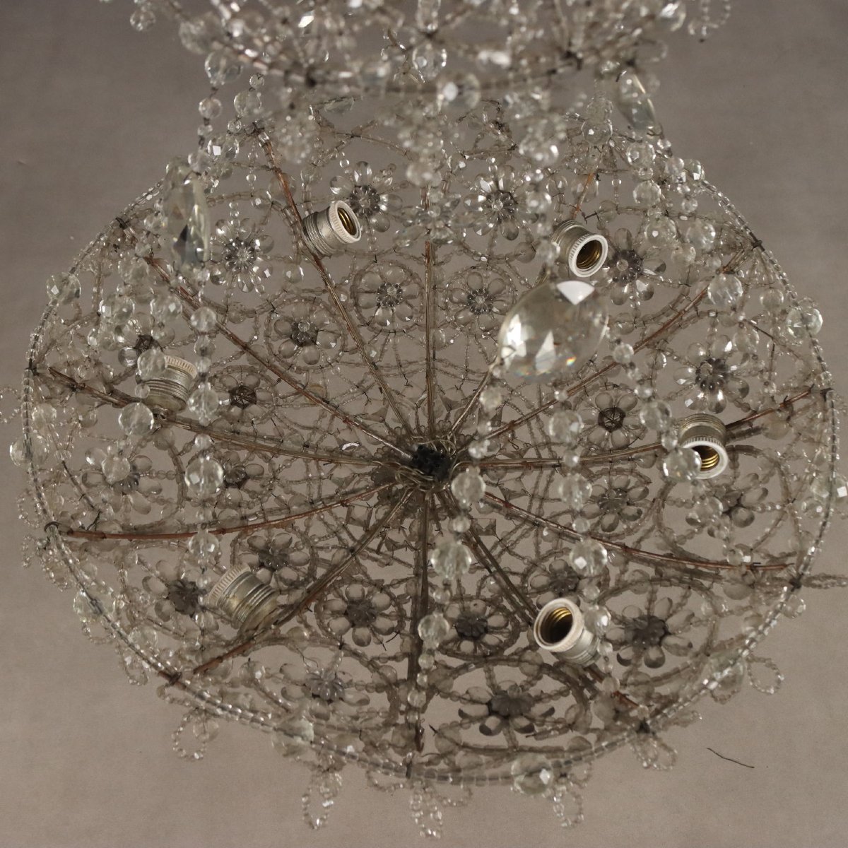 Lampadario in Vetro con Perlinature e Gocce Italia Fine XIX Secolo-photo-8