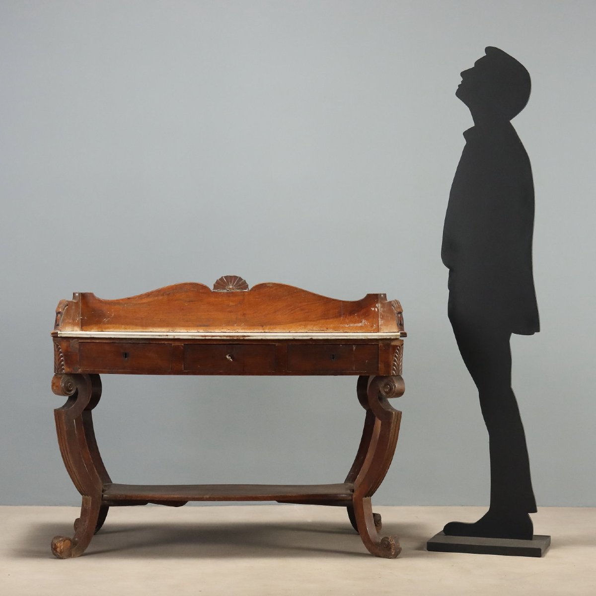 Scrittoio Impero in Noce con Piano in Marmo - Inizio XIX Secolo Italia Inizio XIX Secolo-photo-2