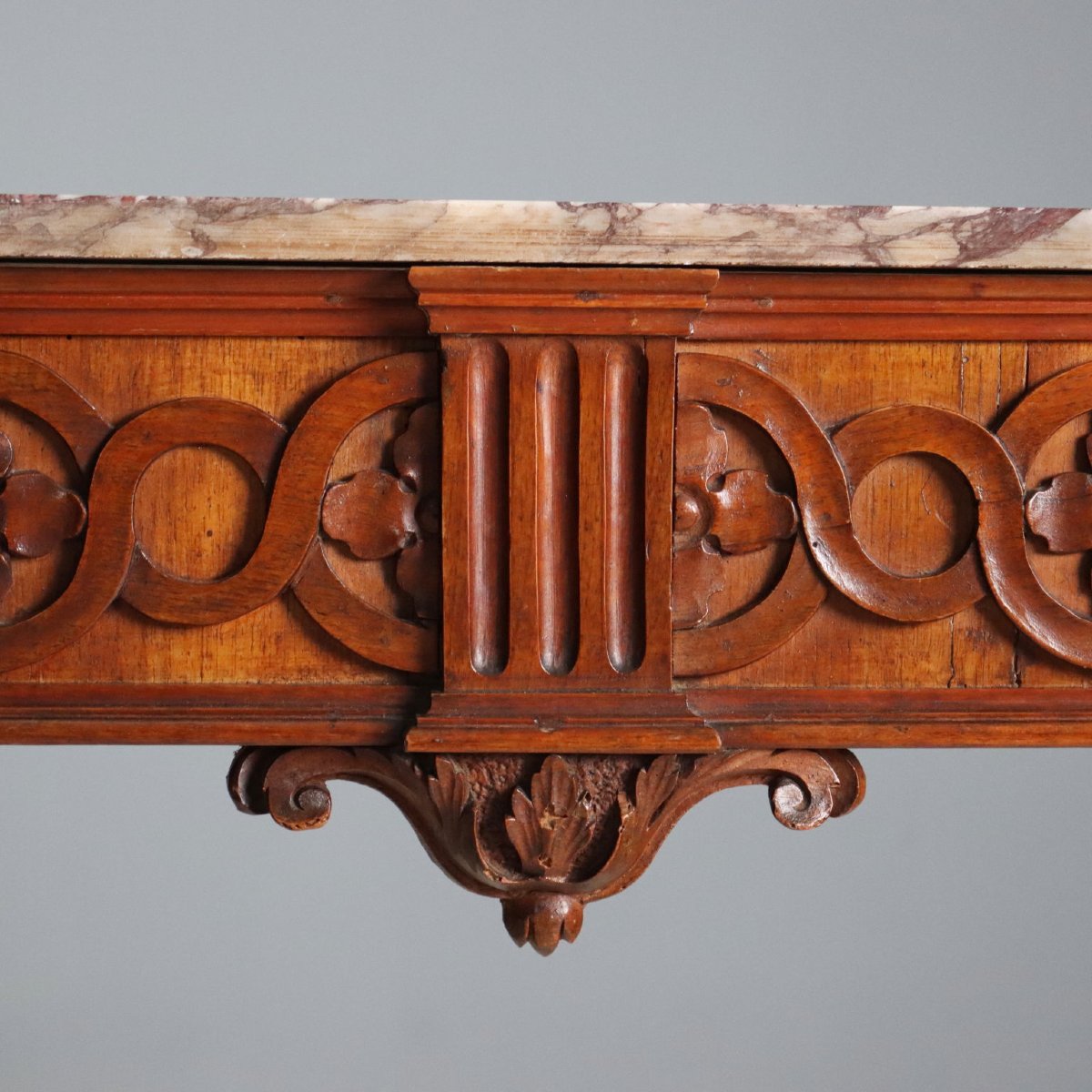 Consolle Neoclassica in Noce con Piano in Marmo Piemonte Terzo Quarto XVIII Secolo-photo-7
