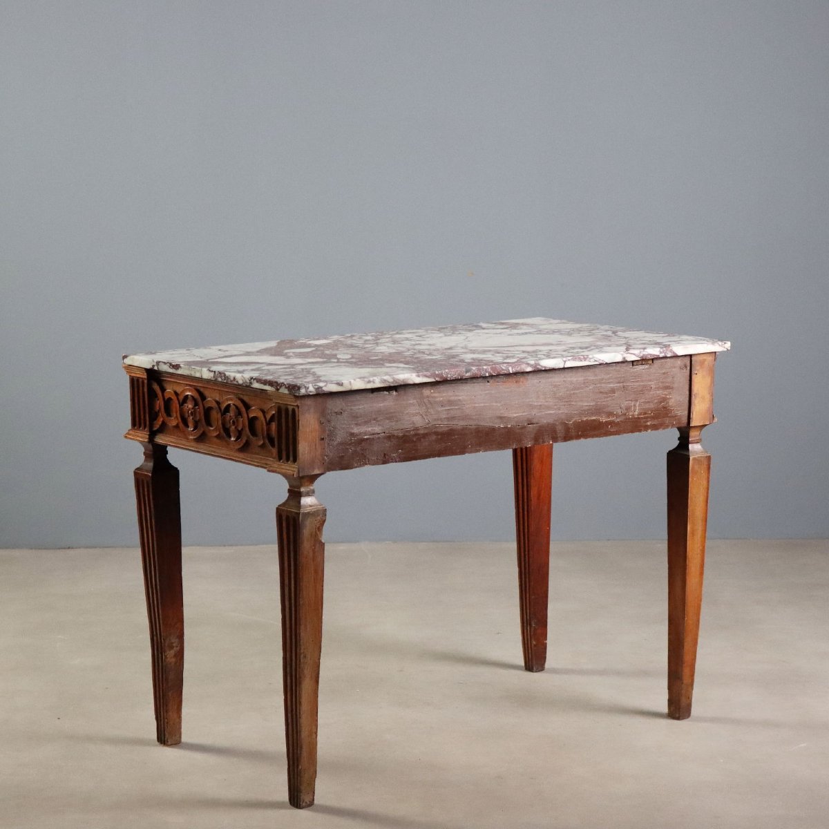 Consolle Neoclassica in Noce con Piano in Marmo Piemonte Terzo Quarto XVIII Secolo-photo-8
