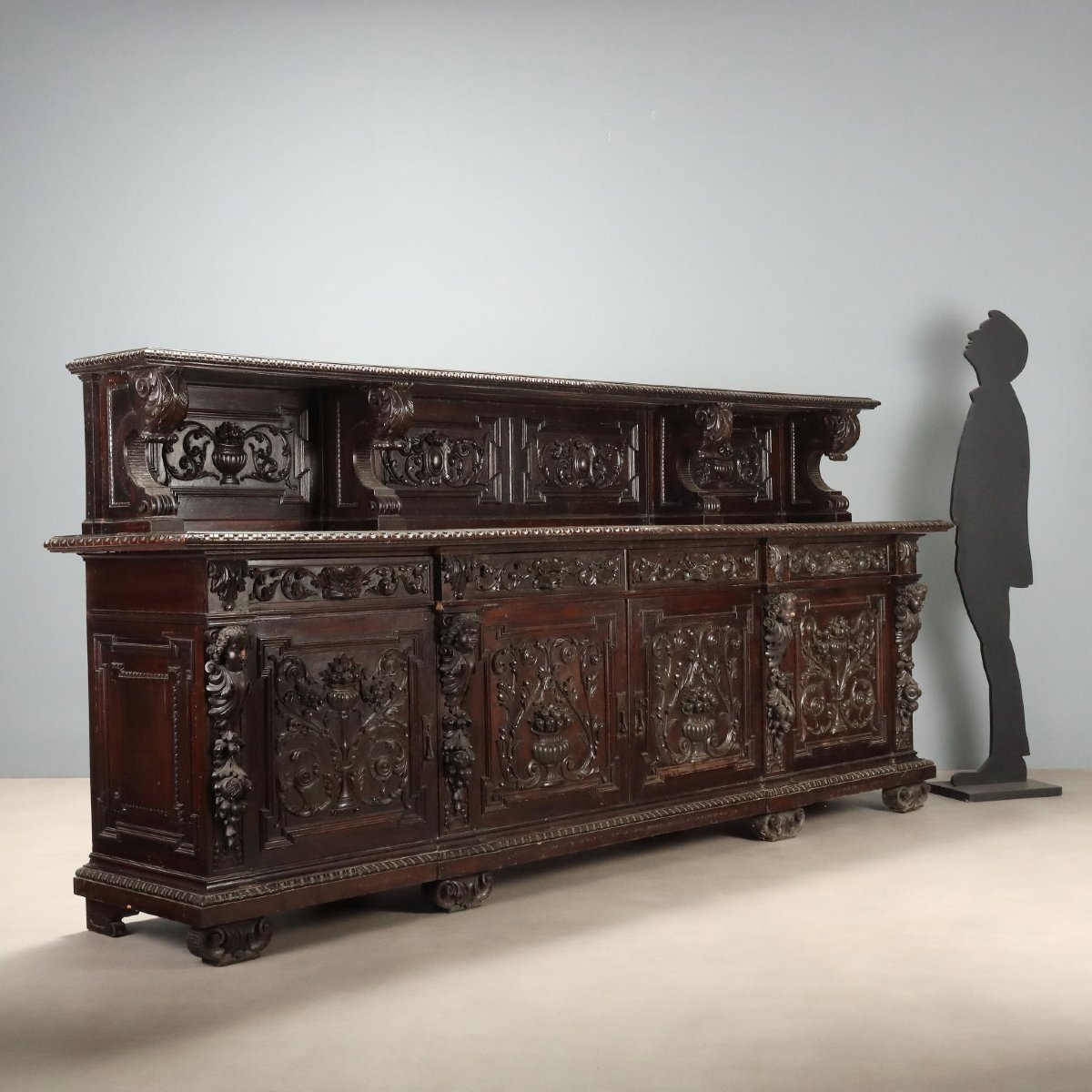 Credenza Neo Rinascimento in Noce Ebanizzata Italia, fine XIX Secolo-photo-2