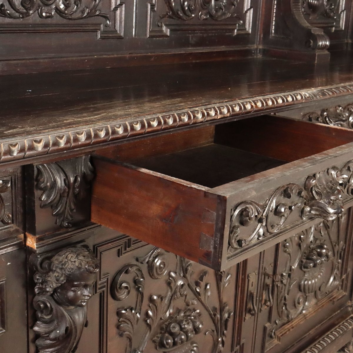 Credenza Neo Rinascimento in Noce Ebanizzata Italia, fine XIX Secolo-photo-2