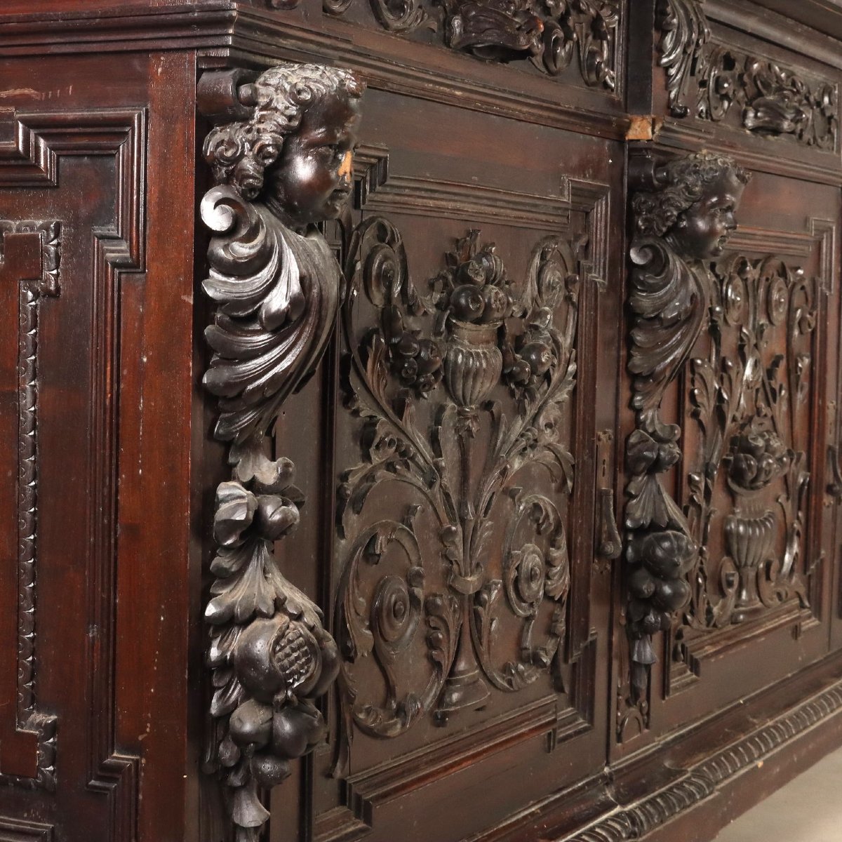 Credenza Neo Rinascimento in Noce Ebanizzata Italia, fine XIX Secolo-photo-4